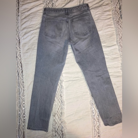 Zara High Rise Light Grey Distressed Ankle Straight Jeans Rigid Denim Size 6/4 - Picture 9 of 10